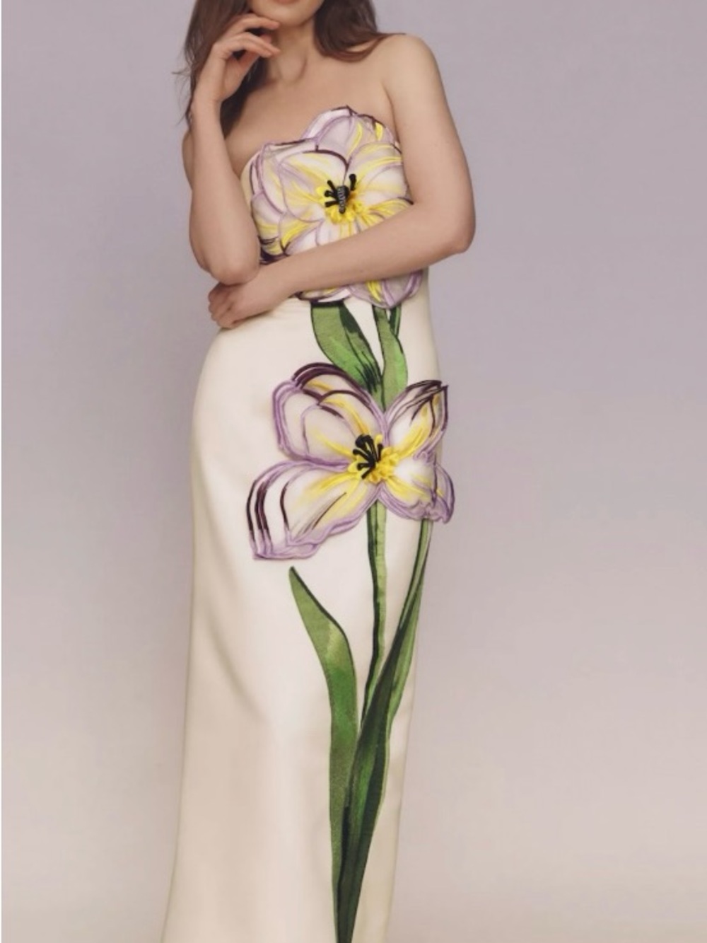 LEO LIN Rayna Appliqué Floral Maxi Dress